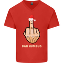 Bah Humbug Finger Flip Funny Christmas Rude Mens V-Neck Cotton T-Shirt Red