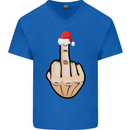 Bah Humbug Finger Flip Funny Christmas Rude Mens V-Neck Cotton T-Shirt Royal Blue