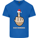 Bah Humbug Finger Flip Funny Christmas Rude Mens V-Neck Cotton T-Shirt Royal Blue