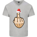 Bah Humbug Finger Flip Funny Christmas Rude Mens V-Neck Cotton T-Shirt Sports Grey