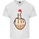 Bah Humbug Finger Flip Funny Christmas Rude Mens V-Neck Cotton T-Shirt White