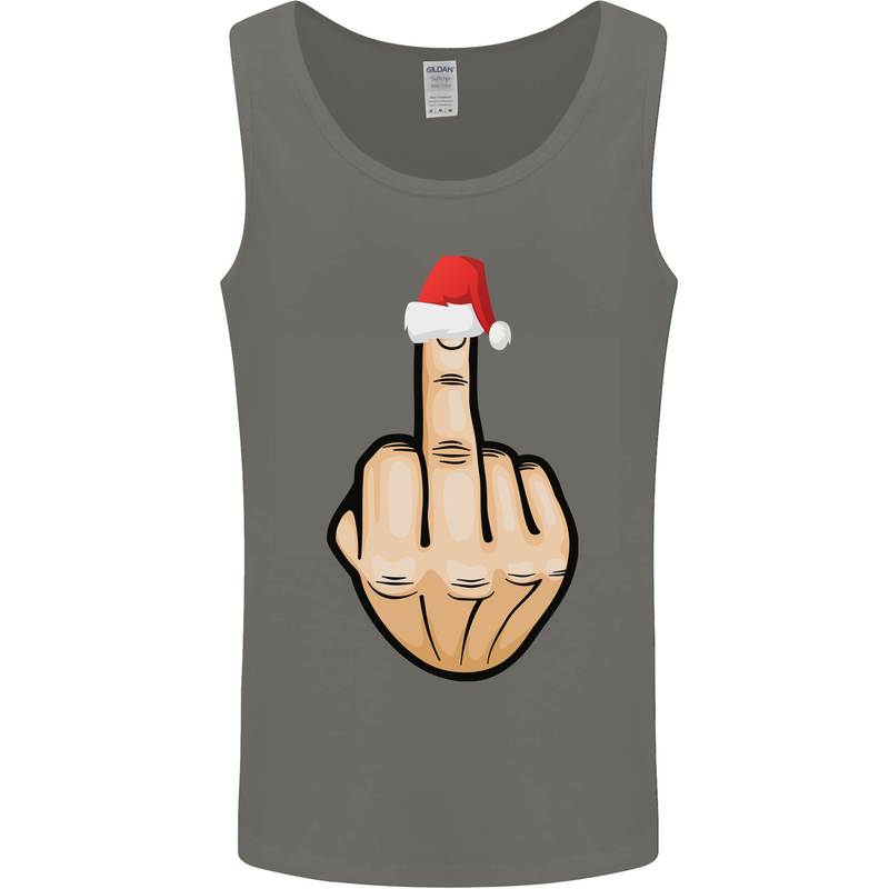 Bah Humbug Finger Flip Funny Christmas Rude Mens Vest Tank Top Charcoal