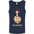 Bah Humbug Finger Flip Funny Christmas Rude Mens Vest Tank Top Navy Blue