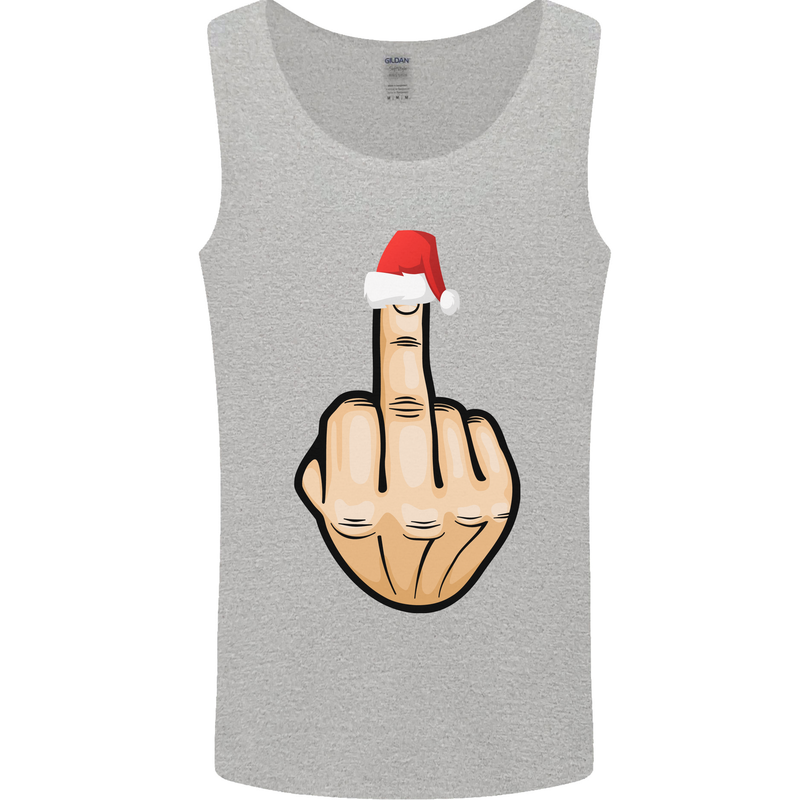 Bah Humbug Finger Flip Funny Christmas Rude Mens Vest Tank Top Sports Grey
