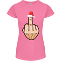 Bah Humbug Finger Flip Funny Christmas Rude Womens Petite Cut T-Shirt Azalea