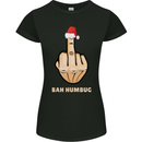 Bah Humbug Finger Flip Funny Christmas Rude Womens Petite Cut T-Shirt Black