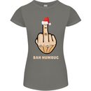 Bah Humbug Finger Flip Funny Christmas Rude Womens Petite Cut T-Shirt Charcoal