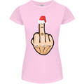 Bah Humbug Finger Flip Funny Christmas Rude Womens Petite Cut T-Shirt Light Pink