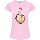 Bah Humbug Finger Flip Funny Christmas Rude Womens Petite Cut T-Shirt Light Pink