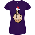Bah Humbug Finger Flip Funny Christmas Rude Womens Petite Cut T-Shirt Purple