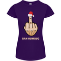 Bah Humbug Finger Flip Funny Christmas Rude Womens Petite Cut T-Shirt Purple