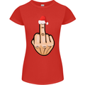 Bah Humbug Finger Flip Funny Christmas Rude Womens Petite Cut T-Shirt Red