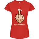 Bah Humbug Finger Flip Funny Christmas Rude Womens Petite Cut T-Shirt Red