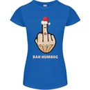 Bah Humbug Finger Flip Funny Christmas Rude Womens Petite Cut T-Shirt Royal Blue