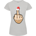 Bah Humbug Finger Flip Funny Christmas Rude Womens Petite Cut T-Shirt Sports Grey