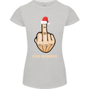 Bah Humbug Finger Flip Funny Christmas Rude Womens Petite Cut T-Shirt Sports Grey
