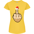 Bah Humbug Finger Flip Funny Christmas Rude Womens Petite Cut T-Shirt Yellow