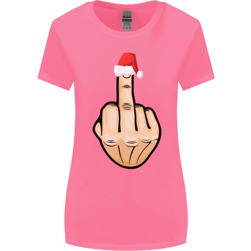Bah Humbug Finger Flip Funny Christmas Rude Womens Wider Cut T-Shirt Azalea