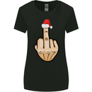 Bah Humbug Finger Flip Funny Christmas Rude Womens Wider Cut T-Shirt Black