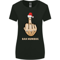 Bah Humbug Finger Flip Funny Christmas Rude Womens Wider Cut T-Shirt Black