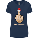 Bah Humbug Finger Flip Funny Christmas Rude Womens Wider Cut T-Shirt Navy Blue