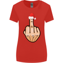 Bah Humbug Finger Flip Funny Christmas Rude Womens Wider Cut T-Shirt Red
