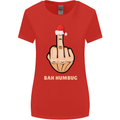 Bah Humbug Finger Flip Funny Christmas Rude Womens Wider Cut T-Shirt Red