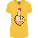 Bah Humbug Finger Flip Funny Christmas Rude Womens Wider Cut T-Shirt Yellow