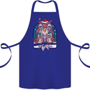 Bah Humbug Grumpy Christmas Owls Cotton Apron 100% Organic Royal Blue