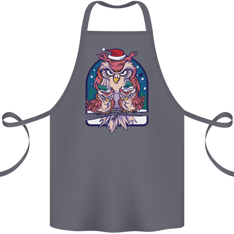 Bah Humbug Grumpy Christmas Owls Cotton Apron 100% Organic Steel