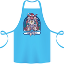 Bah Humbug Grumpy Christmas Owls Cotton Apron 100% Organic Turquoise