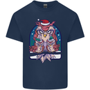 Bah Humbug Grumpy Christmas Owls Kids T-Shirt Childrens Navy Blue