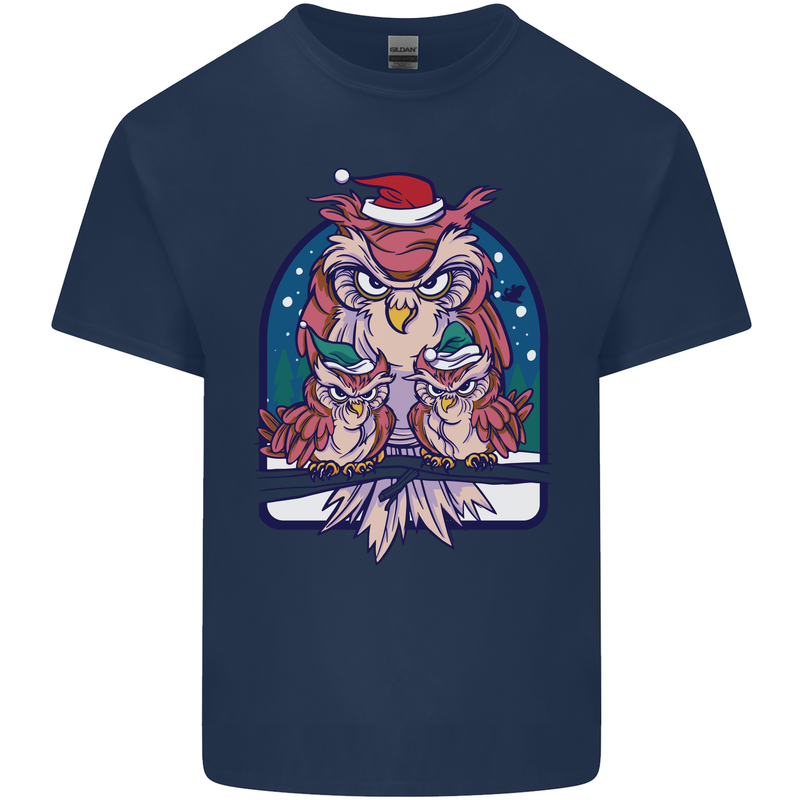 Bah Humbug Grumpy Christmas Owls Kids T-Shirt Childrens Navy Blue