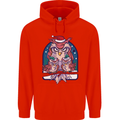 Bah Humbug Grumpy Christmas Owls Mens 80% Cotton Hoodie Bright Red