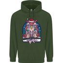 Bah Humbug Grumpy Christmas Owls Mens 80% Cotton Hoodie Forest Green