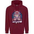 Bah Humbug Grumpy Christmas Owls Mens 80% Cotton Hoodie Maroon