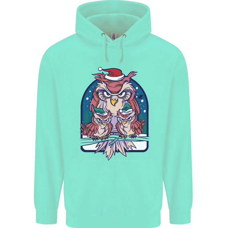 Bah Humbug Grumpy Christmas Owls Mens 80% Cotton Hoodie Peppermint