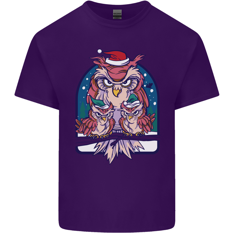 Bah Humbug Grumpy Christmas Owls Mens Cotton T-Shirt Tee Top Purple