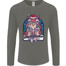 Bah Humbug Grumpy Christmas Owls Mens Long Sleeve T-Shirt Charcoal