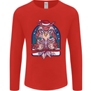 Bah Humbug Grumpy Christmas Owls Mens Long Sleeve T-Shirt Red