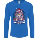 Bah Humbug Grumpy Christmas Owls Mens Long Sleeve T-Shirt Royal Blue