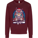 Bah Humbug Grumpy Christmas Owls Mens Sweatshirt Jumper Maroon