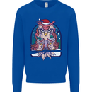 Bah Humbug Grumpy Christmas Owls Mens Sweatshirt Jumper Royal Blue