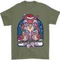Bah Humbug Grumpy Christmas Owls Mens T-Shirt Cotton Gildan Military Green