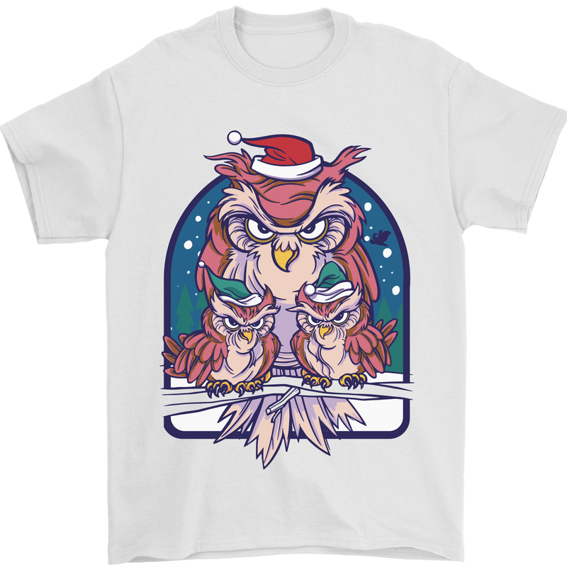Bah Humbug Grumpy Christmas Owls Mens T-Shirt Cotton Gildan White