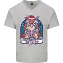 Bah Humbug Grumpy Christmas Owls Mens V-Neck Cotton T-Shirt Sports Grey