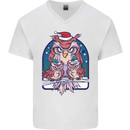 Bah Humbug Grumpy Christmas Owls Mens V-Neck Cotton T-Shirt White