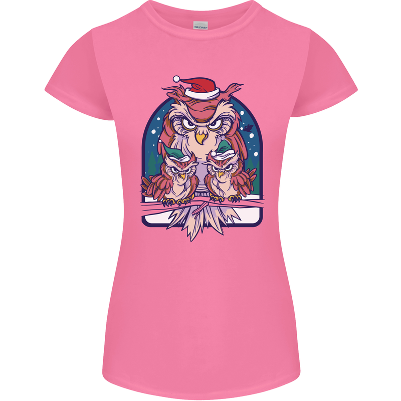 Bah Humbug Grumpy Christmas Owls Womens Petite Cut T-Shirt Azalea