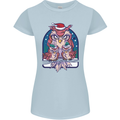 Bah Humbug Grumpy Christmas Owls Womens Petite Cut T-Shirt Light Blue