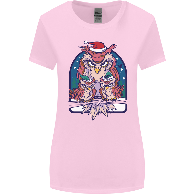 Bah Humbug Grumpy Christmas Owls Womens Wider Cut T-Shirt Light Pink